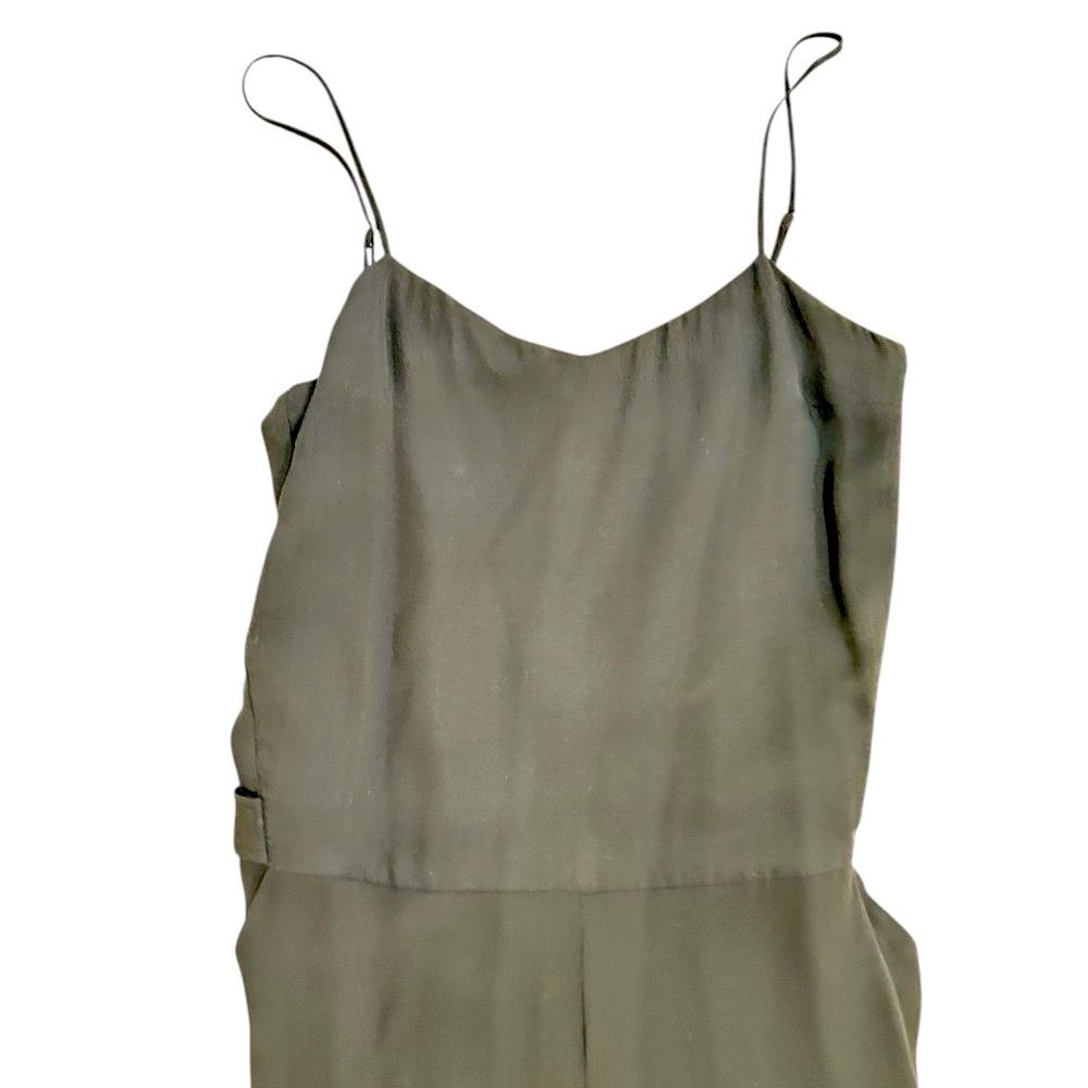 Theory 100% silk Black Jumpsuit jogger cuffs spaghetti straps front pockets sz 4 - Picture 8 of 11